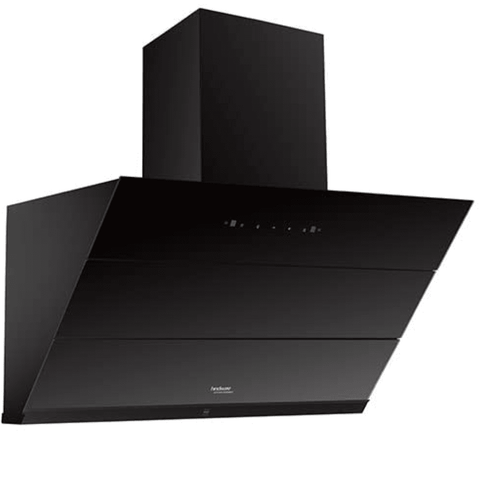 Hindware LEXIA 90 A/CL, 90 cm 1350 m3/hr Heat Auto Clean Wall Mounted Chimney with Filterless Technology (Black)