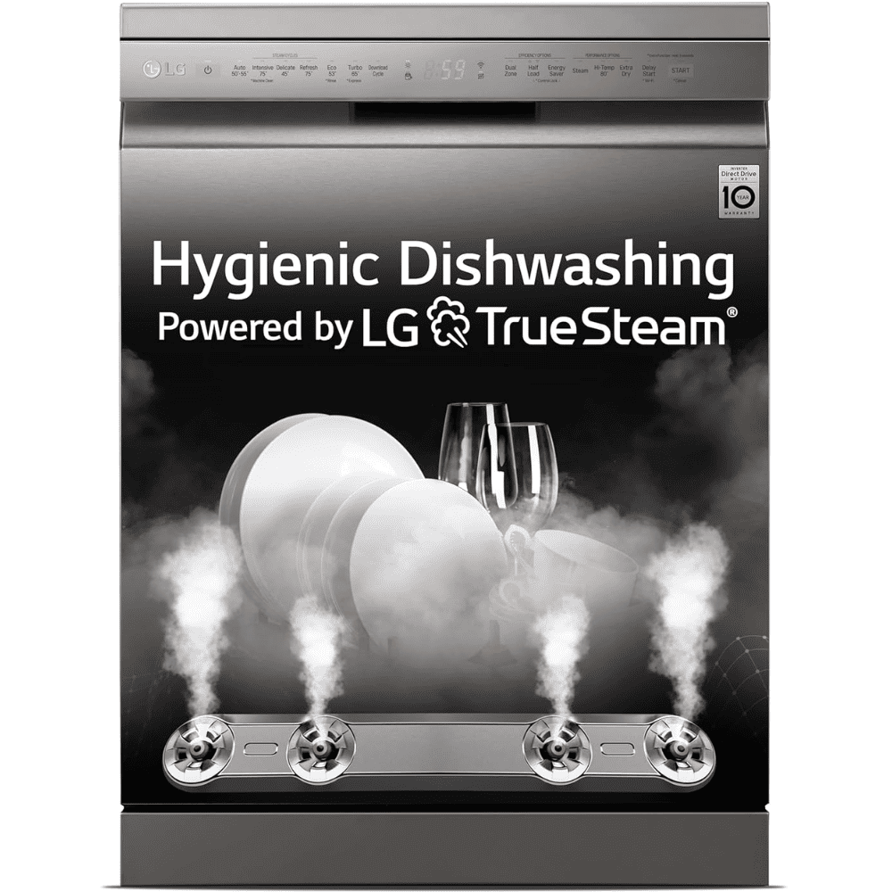 LG  14 Place Setting Free Standing Dishwasher with TrueSteam, QuadWash Easy Rack Plus (DFB424FP,Silver)