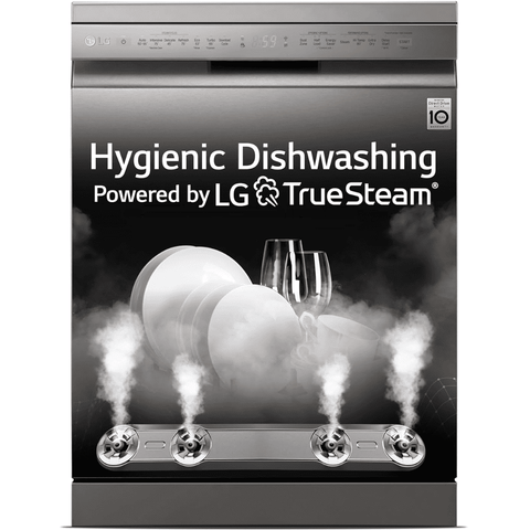 LG DFB424FP, Free Standing Dishwasher with TrueSteam, QuadWash EasyRack Plus, Wi-Fi Enabled, 14 Place Setting (Silver)