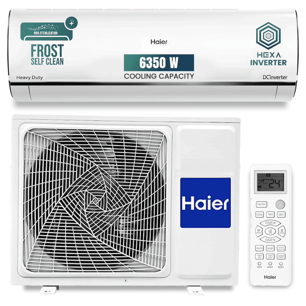 Haier 2.0 Ton 3 Star Hexa Inverter Split Air Conditioner (Wi-Fi, 4-Way,HU/HS24K-PYAIR3BN)