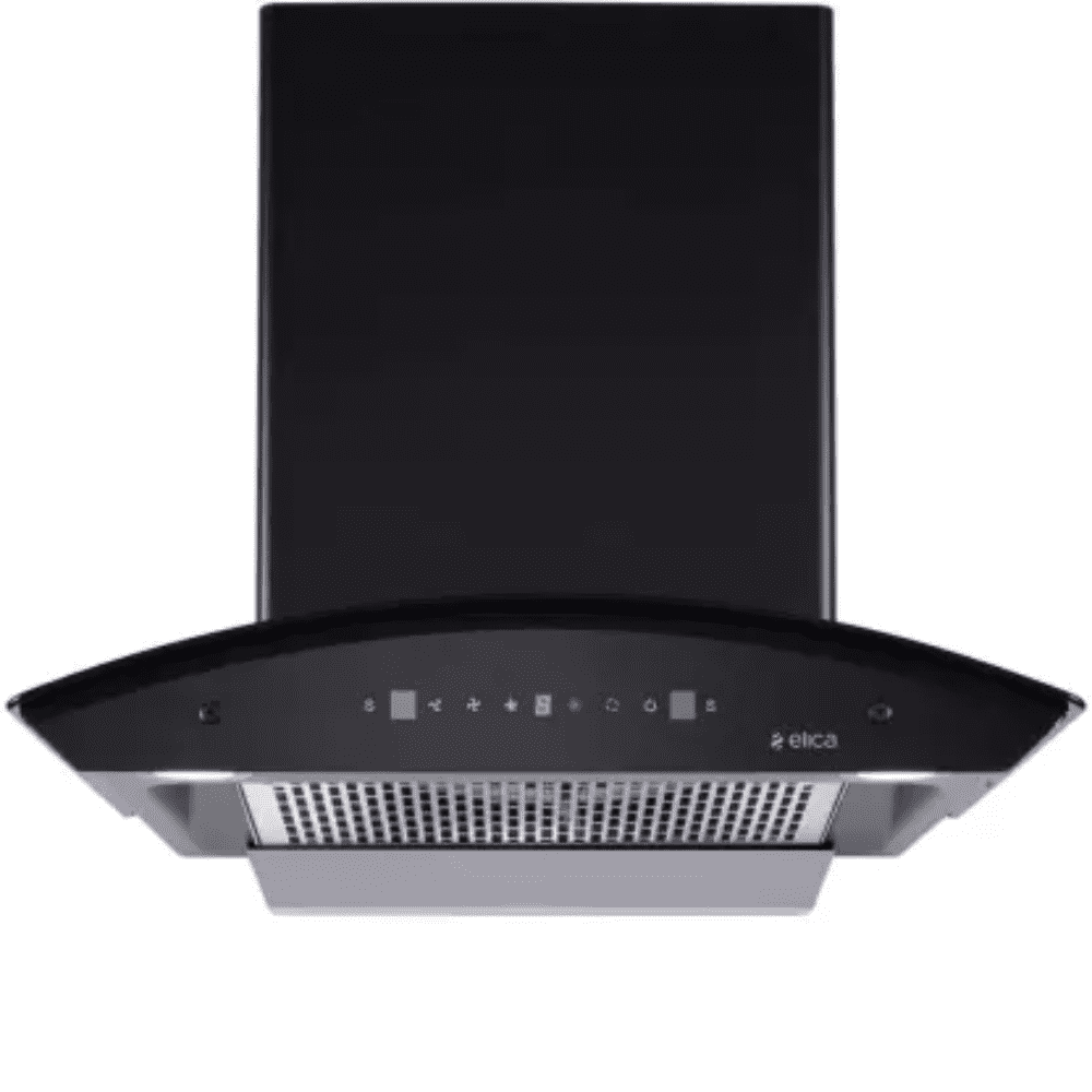Elica 60 MM 1425 m3/hr Heat Auto Clean Vertical Glass Kitchen Chimney (PRO PLUS FL HAC LTW MS,Black)