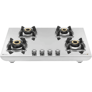 Sujata Cooktop Robusto CR AI, 4 Burner Auto Ignition Stainless Steel Gas Stove (Silver)