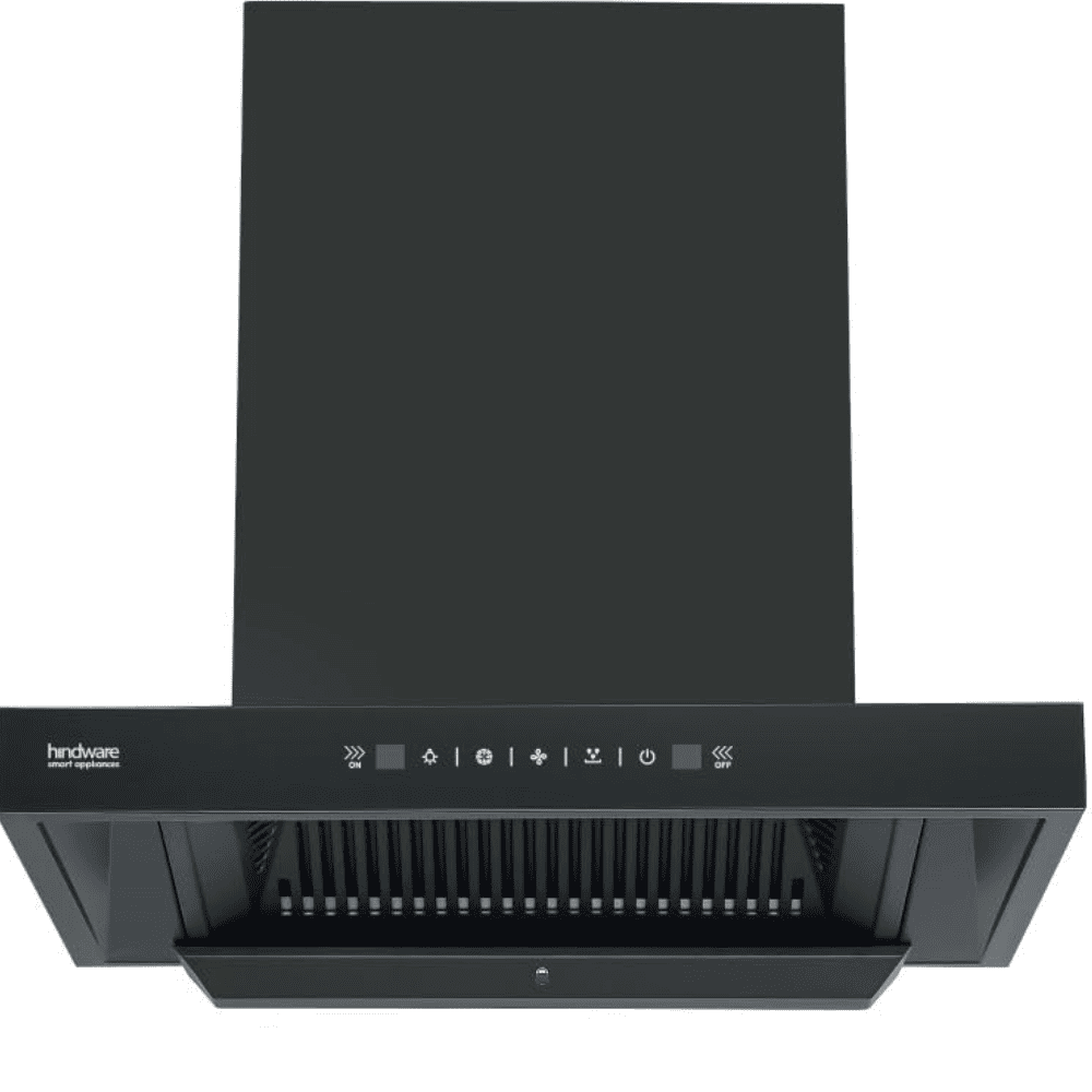 Hindware ALICIA NEO, 60 cm 1350 m3/hr Heat Auto Clean Wall Mounted Chimney, Motion Sensor with Filterless Technology (Black)