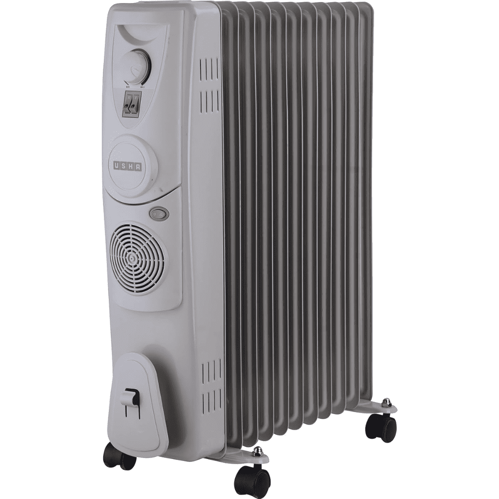 Usha 11 Straight Fins 2900 Watts Oil Filled Radiators with PTC Fan Room Heater (4211f, Silver)