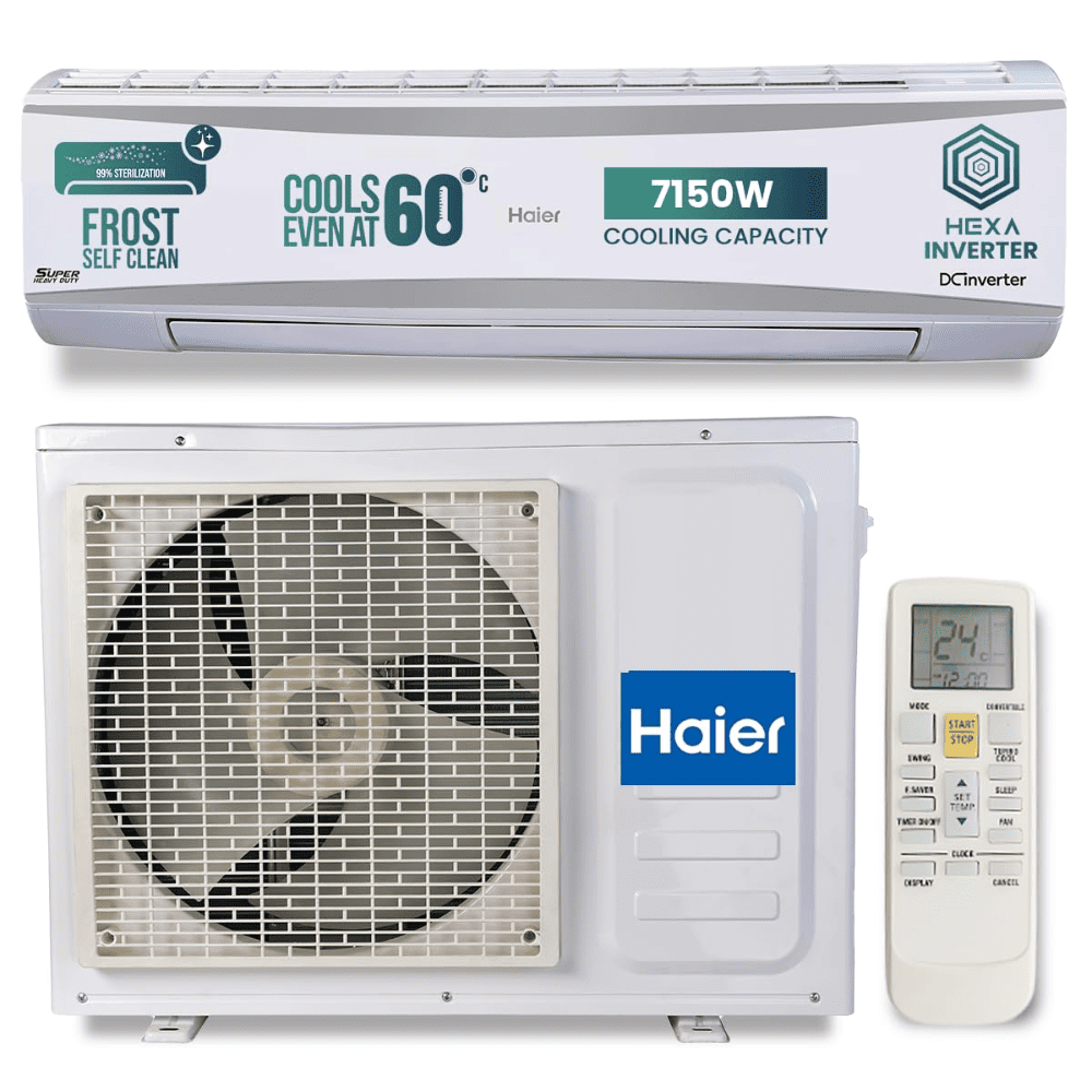 Haier Heavy Duty 2.2 Ton 3 Star HEXA Inverter Split Air Conditioner (HSU72SHD-AOW3BN-INV,7 in 1 Convertible)
