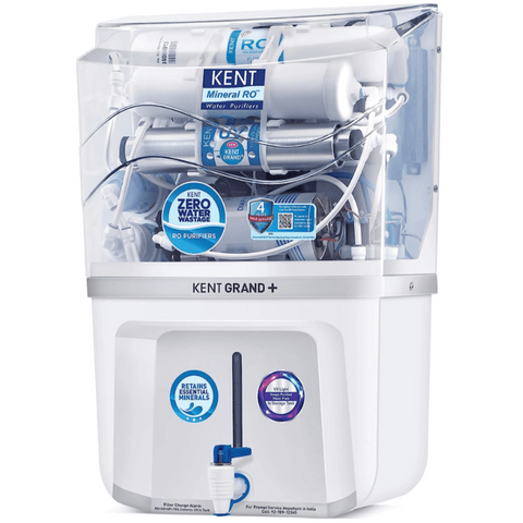 Kent Grand+, 9 Ltrs Storage RO + UF + TDS Control + UV LED Tank Water Purifier, White