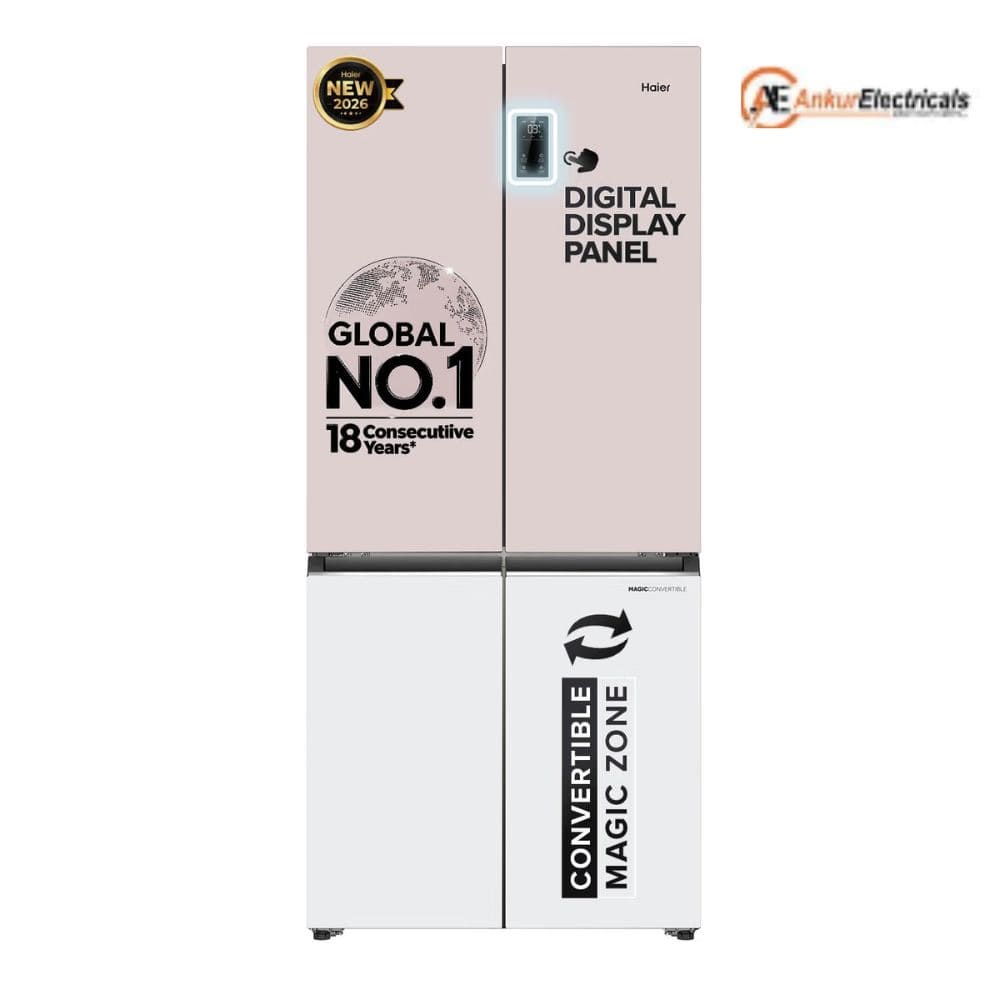 Haier 520 Ltrs, 3 Star Lumiere Frost Free Triple Inverter French Door Side by Side Refrigerator (HRB 600RW, Rosette White)