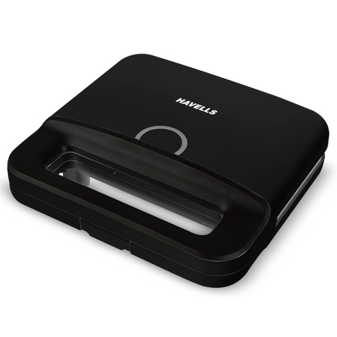 Havells Perfect Fill, 800 Watts Grill Sandwich Maker, Food Grade Non-stick coating plates Plus 2 Slice (Black)