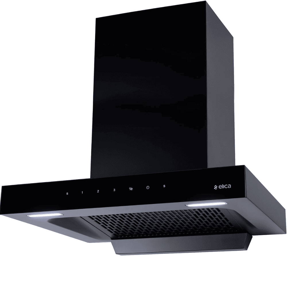 Elica SPT HAC 600 MS NERO, 60 cm 1310 m3/hr Auto Clean Vertical Glass Kitchen Chimney (Black)