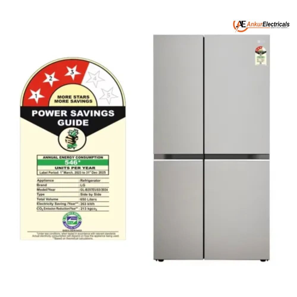 LG 650 Litres 3 Star Inverter Frost Free Side by Side Refrigerator (GL-B257EUS3, Urban Steel)