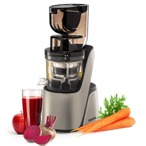 Sujata 250 Watts Cold Press Slow Juicer with 2 Jars (SJ01, Black silver)