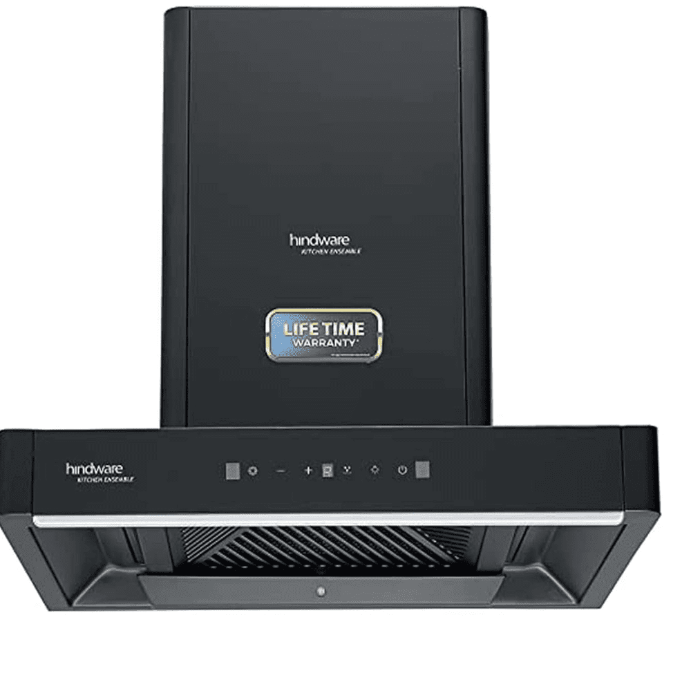 Hindware OPTIMUS BLK, 60 cm 1400 m3/hr Auto-Clean Filterless Wall Mounted Kitchen Chimney (Black)