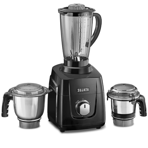 Sujata 1000 Watts Mixer Grinder with 2 Jars 1 Blender (MG01, Black)