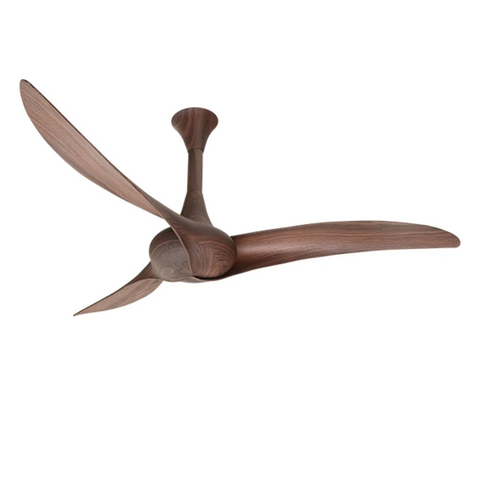 Breezalit Curl wood, 1200mm 3 Blade Modern Designer Ceiling Fan, Walnut Wood Finish