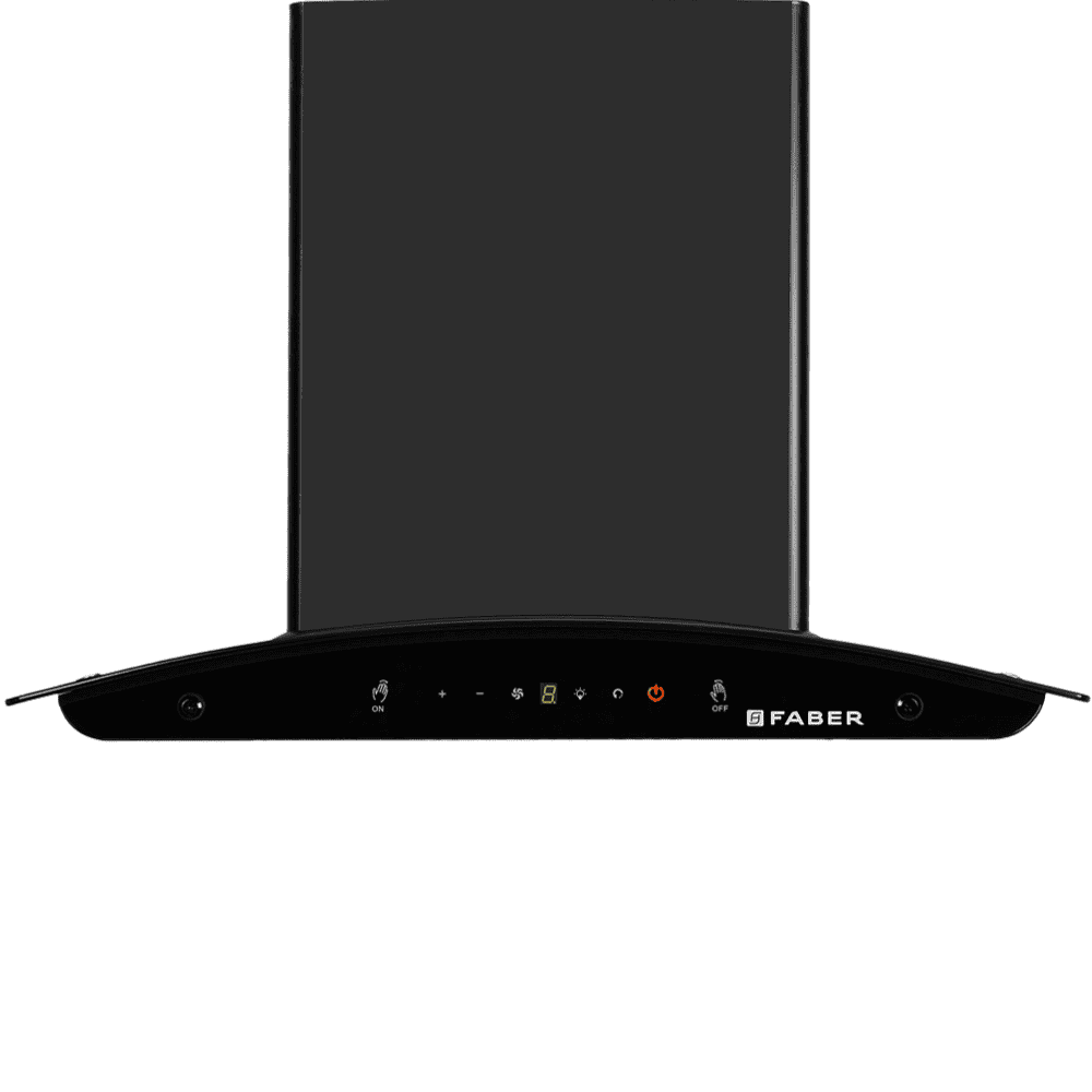 Faber MYSTIC, 60 cm 1200 m3/hr Heat Auto Clean Wall Mounted Curved Glass Kitchen Chimney (Black)