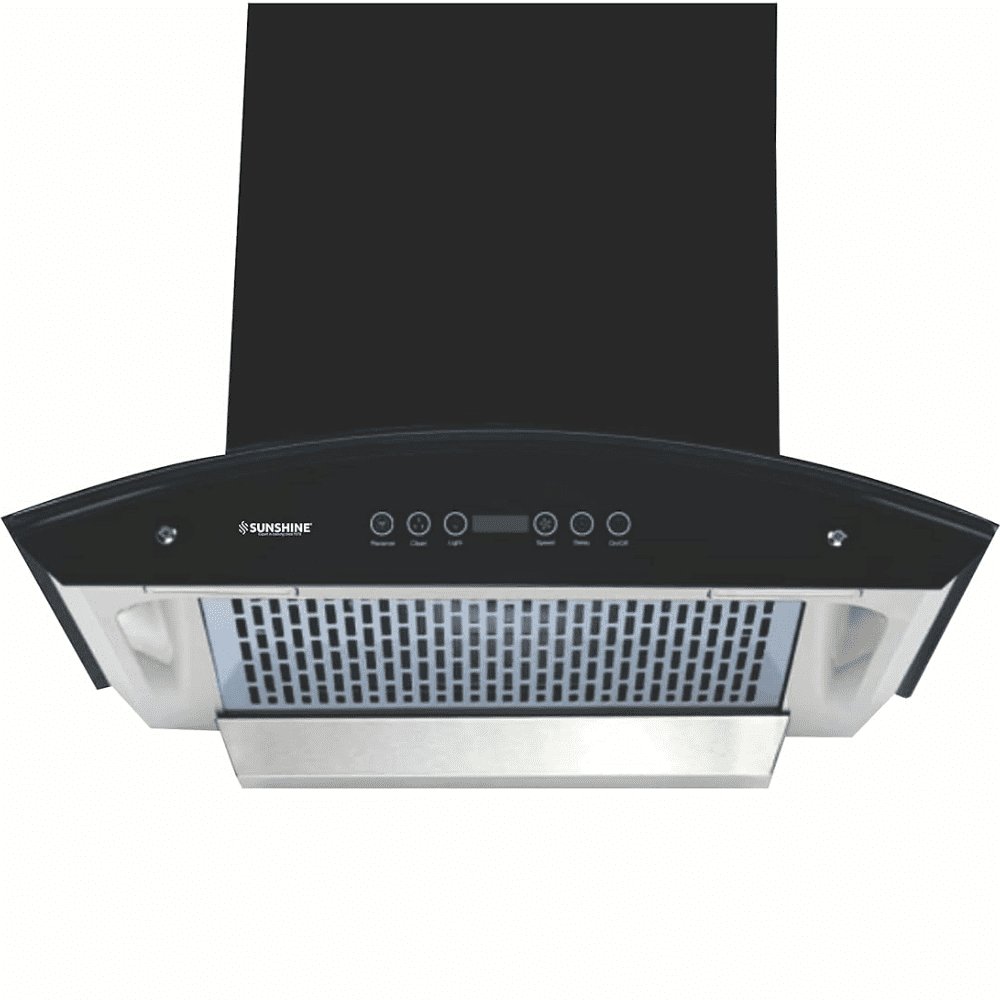 Sunshine NEXA, 60 cm 1200 m3/hr Auto Clean Wall Mounted Hood Chimney, Filterless Technology, Touch Control (Black)