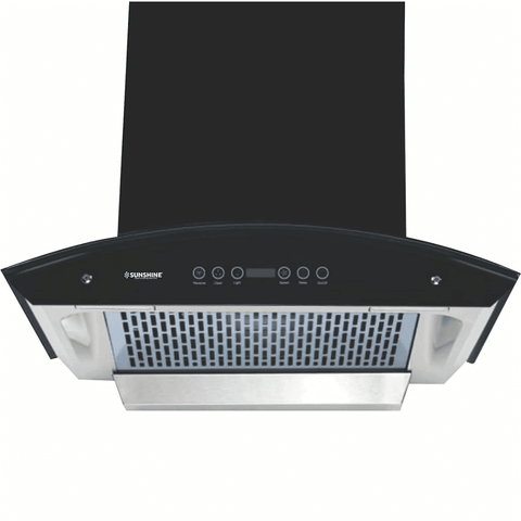 Sunshine NEXA 60CM, 60 cm 1200 m3/hr Auto Clean Wall Mounted Hood Chimney, Filterless Technology, Touch Control (Black)