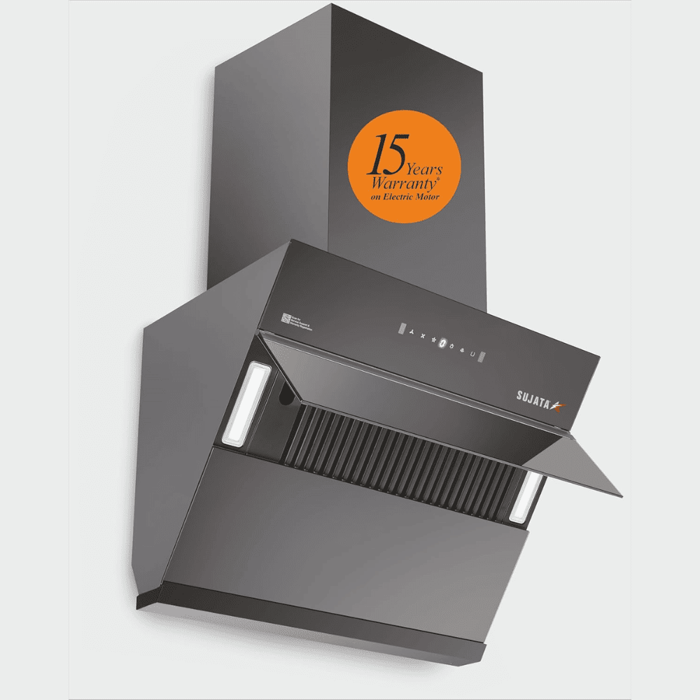 Sujata Diamond, 75 cm 1600 m3/hr Autoclean Kitchen Chimney with Filterless technology (Black)