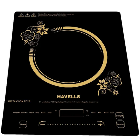 Havells Insta Cook TC20, 2000 WattsSingle Induction Cooktop with 9 Preset Menus (Black)