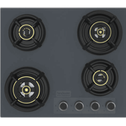 Hindware Hob, GRAPHITE 4B 60, 4 burner 60 cm Auto Ignition Top Metallic Designer Full Brass Burners 2 Medium + 2 Small Gas Stove (Black)