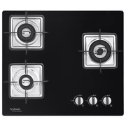 Hindware Hob, ROSIA 3B 60CM, 3 Burner 60 cm Auto Ignition Glass Top Stainless Steel Burners 2 Medium + 1 Small Gas Stove (Black)