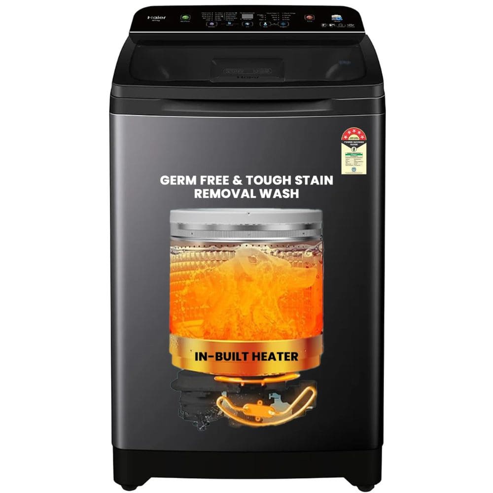 Haier 10.5 Kg 5 Star Fully-Automatic Top Load Washing machine (HWM105-H688BK,Black)