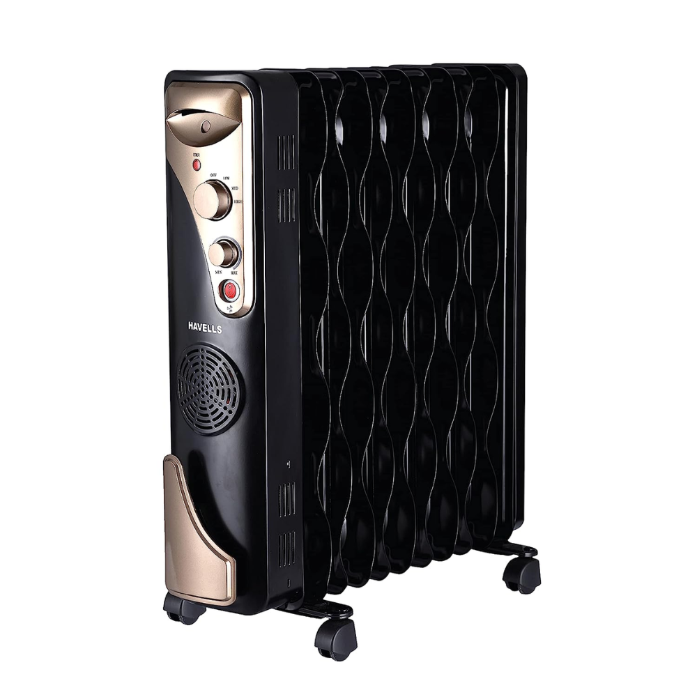 Havells 11 Wave Fins, 2900 Watts Oil Filled Radiators Room Heater with PTC Fan (OFR 11F, Black)