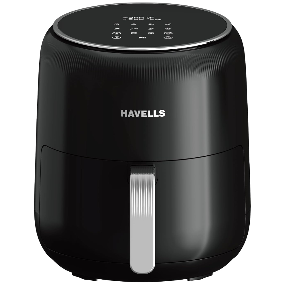Havells Prolife Neo, 1500 Watts 4.5 Litres Digital Touch Air Fryer, 8 Pre Set Menu Auto Shutoff with Cool Touch Handle (Black)