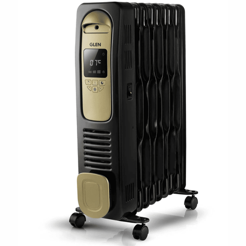 Glen 9 Straight Fins 2400 Watts Electric Oil Filled Digital Room Heater with PTC Fan (Black)