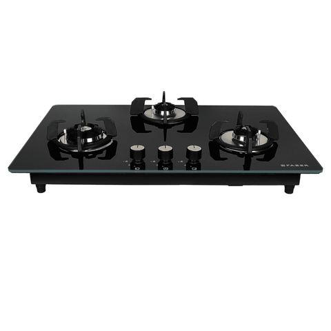 Faber Hob, Maxus HT783 CRS BR CI AI, 3 Burner 78 cm Auto Electric Ignition Glass Top Brass Burners 3 Medium Gas Stove, Hob/Hobtop (Black)