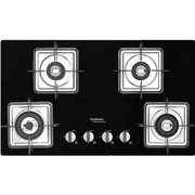 Hindware Hob , ROSIA PLUS 4B 65, 4 Burner 65 cm Auto Toughened Glass Stainless Steel Burners 2 Medium + 1 small +1 High (Black)