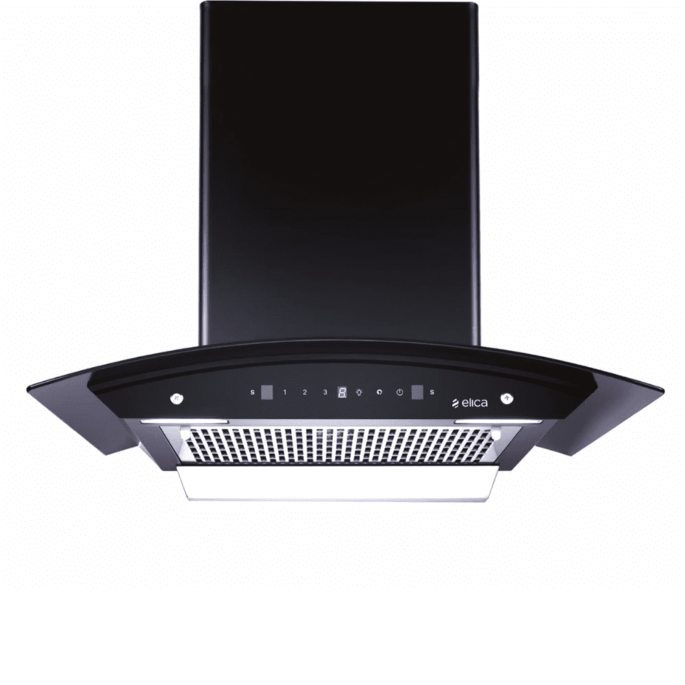Elica WDFL 606 HAC LTW MS NERO, 60 cm 1200 m3/hr Filterless Autoclean Kitchen Chimney (Black)