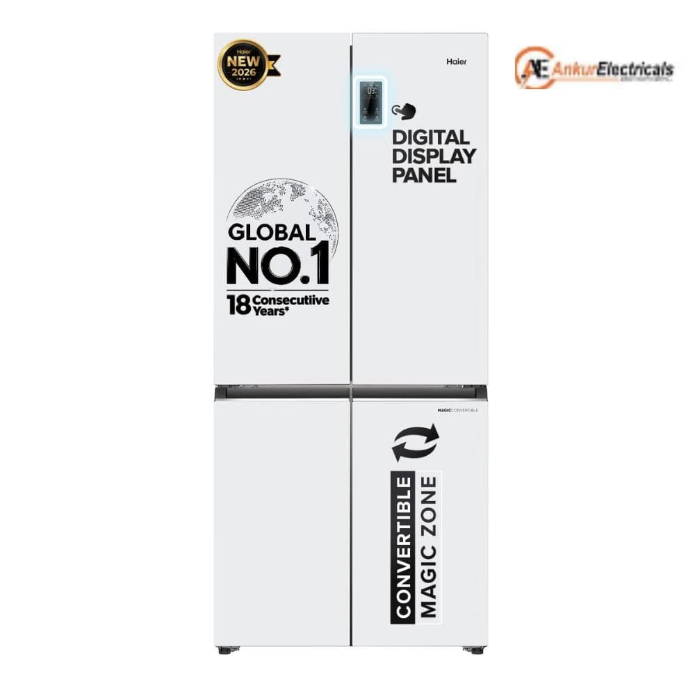 Haier 520 Ltrs, 3 Star Lumiere Frost Free Triple Inverter French Door Side by Side Refrigerator (HRB 600PW, Pearl White)