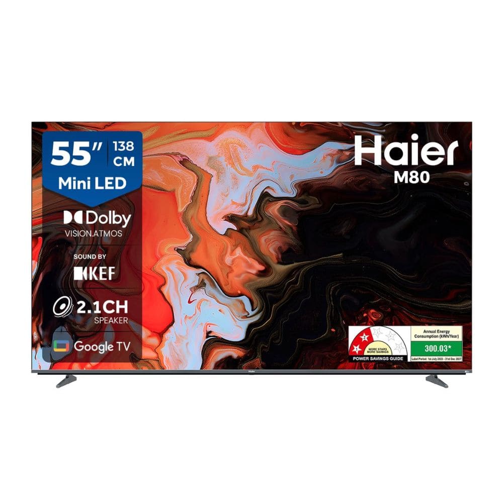 Haier H55M80FUX, 55 Inches 4K Ultra HD Mini LED Smart TV, Black