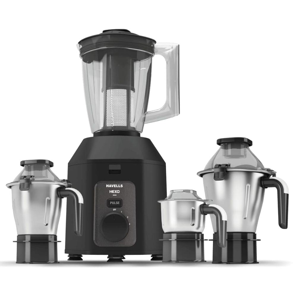 Havells MG HEXO Plus, 1100 Watt Jars Mixer Grinder (Black