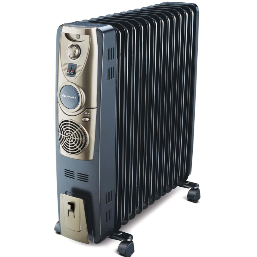 Bajaj 9 Straight Fins, 2900 Watts Oil Filled Rediator Room Heater (Majesty RH 9F Plus, Black)