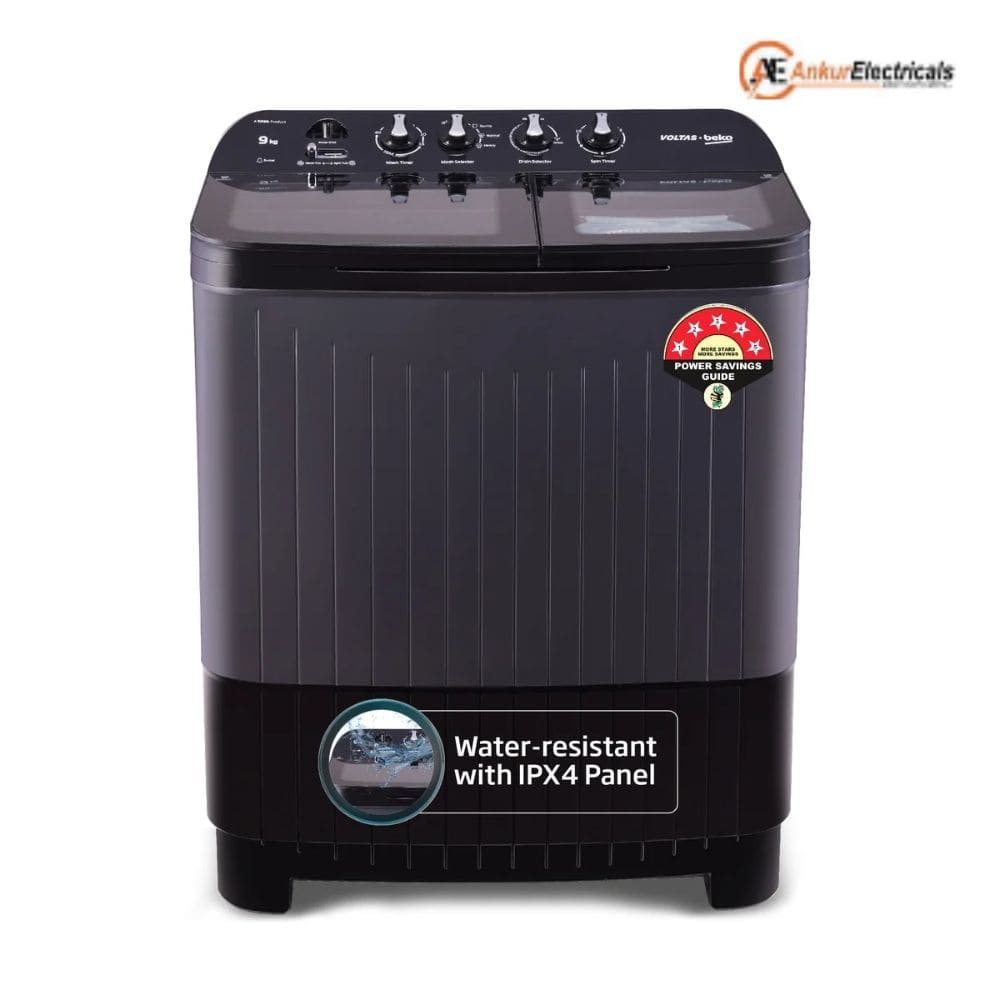 Voltas 9 Kg 5 Star Semi-Automatic Top Load Washing Machine (WTT90UDX/BKGR4KGTD, Black)