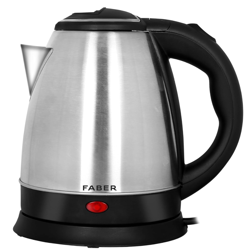 Faber FK 1.5 SS, 2200 Watts 1.5 Litres Stainless Steel Electric Kettle, Mirror polish SS Body (Black)