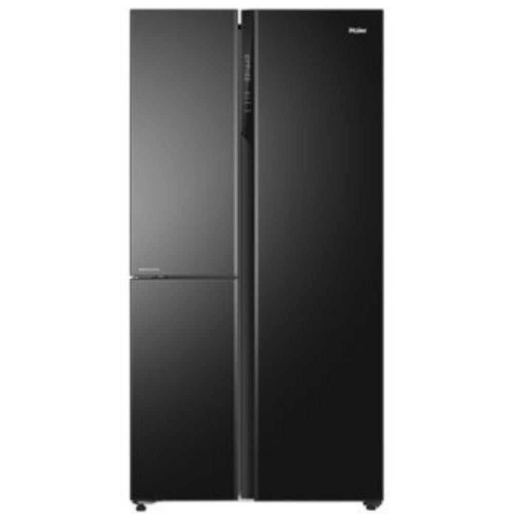 Haier 598 Ltrs, 3 Star Frost Free Expert Inverter Smart Sense AI enabled 3 Door Side by Side Refrigerator (HRT 683KGU1, Black Glass, Magic Convertible Zone, Deo Fresh Technology)