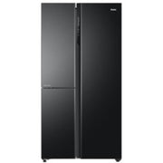 Haier 598 Ltrs, 3 Star Frost Free Expert Inverter Smart Sense AI enabled 3 Door Side by Side Refrigerator (HRT 683KGU1, Black Glass, Magic Convertible Zone, Deo Fresh Technology)