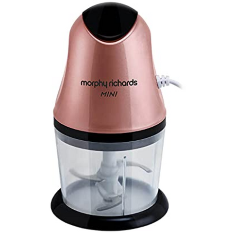 Morphy Richards Mini, 300 Watts DC Motor Chopper, Hand Wash with Built In Grinder (Copper Gold)