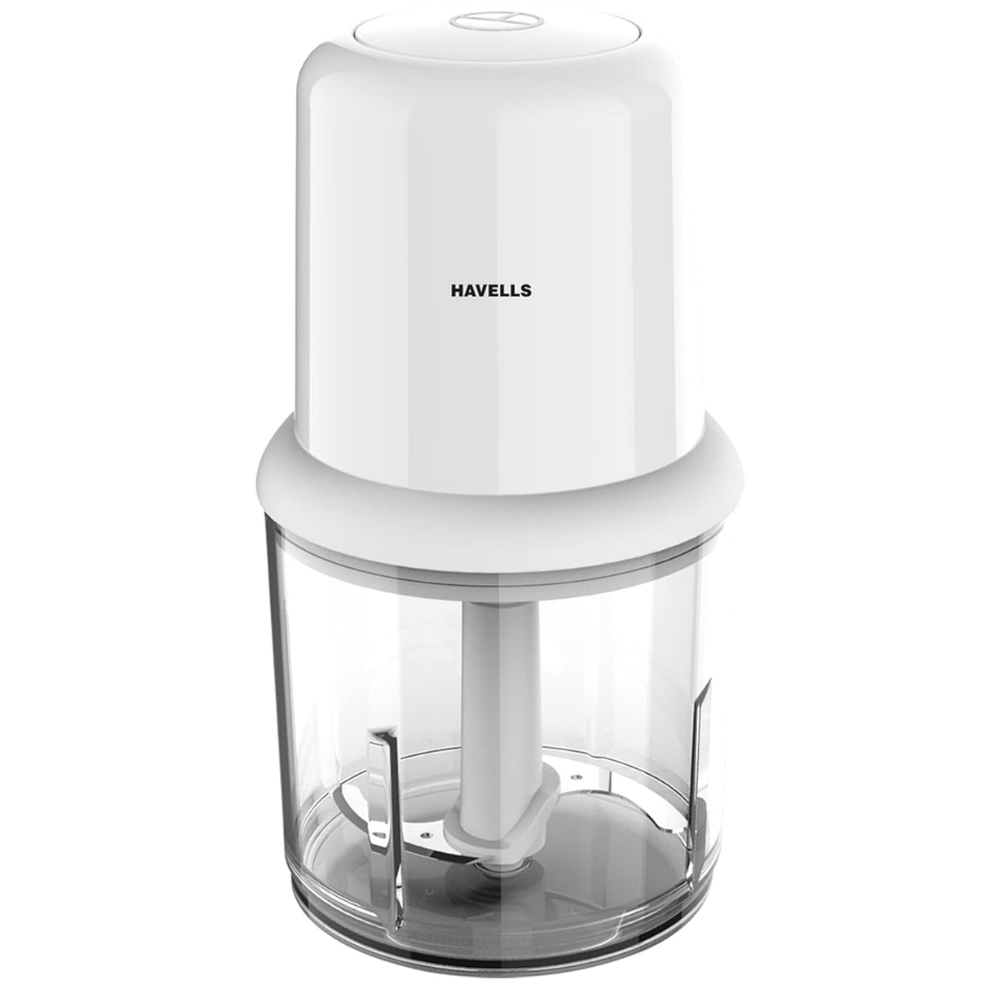 Havells Coral, 200 Watts Stainless Steel Blade Electric Chopper with 750ML Choping Bowl (White)