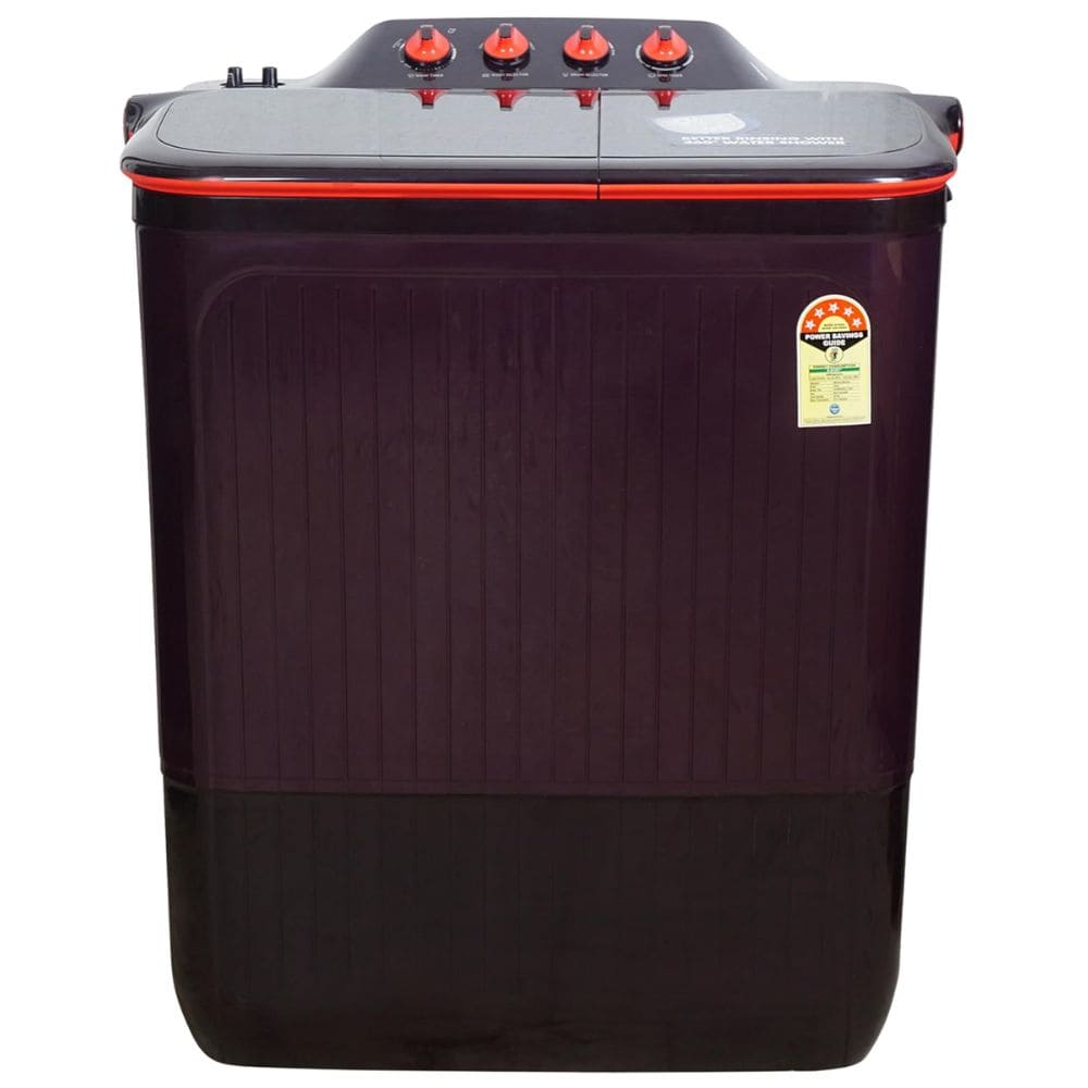 Lloyd 8 Kg 5 Star Semi-Automatic Top Load Washing machine (GLWS805EXAPC, Plum Cola & Black)