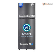 Samsung 419 Ltrs, 3 Star 5 in 1 Convertible Frost Free Double Door Refrigerator (RT45HG6A43BXHL, Luxe Black)