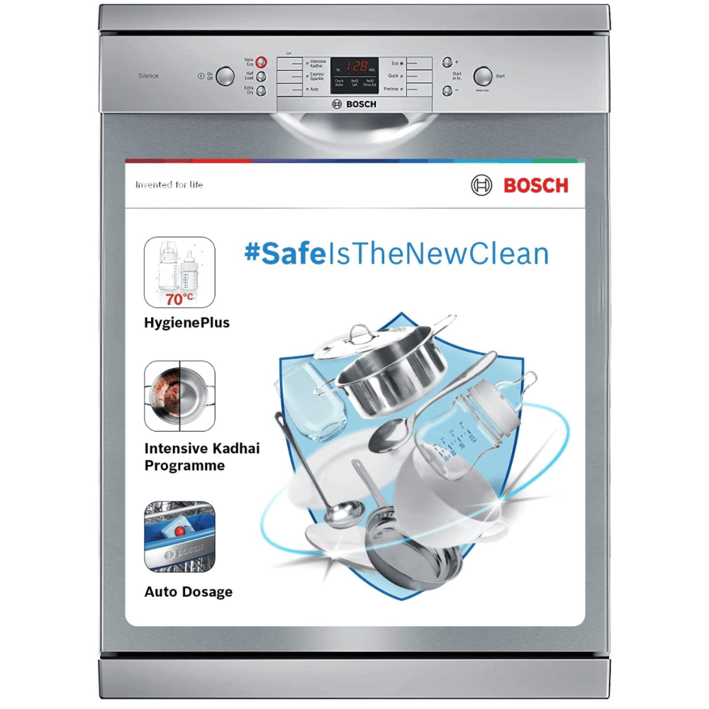 Bosch 13 Place Setting Free Standing Dishwasher with extra dry and hygienic (SMS66GI01I)