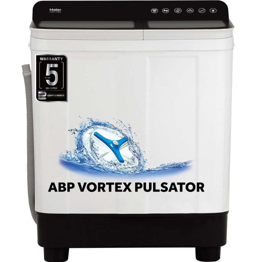 Haier 7 Kg 5 Star Semi-Automatic Top Load Washing machine (HTW70-178BKN, Black)