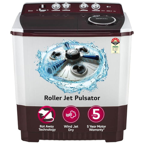 LG 10.5 Kg 5 Star Semi-Automatic Top Load Washing machine (P105ASRAZ, Maroon)