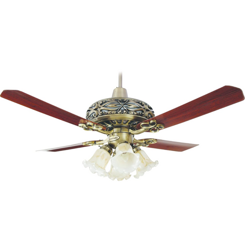 Breezalit Desire, 1200mm 4 Blade Decorative Ceiling Fan, Walnut Antique Brass Finish