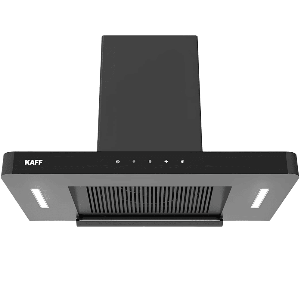 Kaff R PRO, 90 cm 1180 m3/hr Auto Clean Ducted Wall Mounted Chimney with 3 Speed Gesture Motion Filterless Technology (Black)