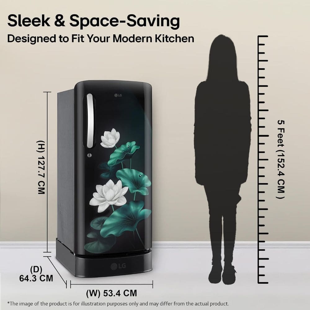 LG 185 Ltrs, 5 Star Smart Inverter Direct Cool Single Door Refrigerator (GLD1956ZAEL, Emerald Lotus)